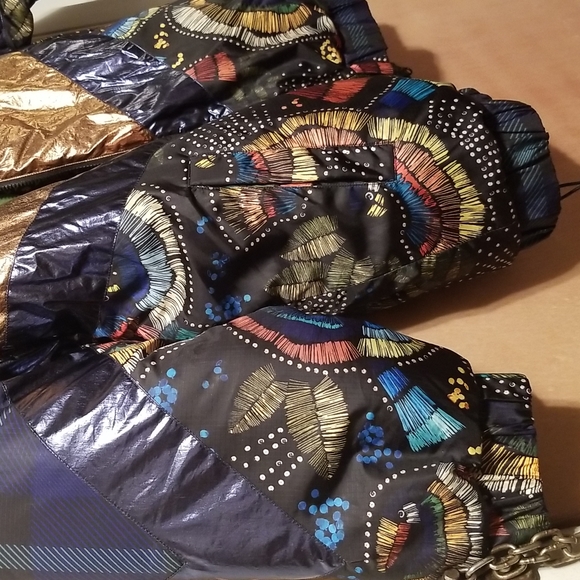 NWT FARM Rio Reversible Puffer Jacket Coat Copper Gold Metallic - Picture 7 of 16